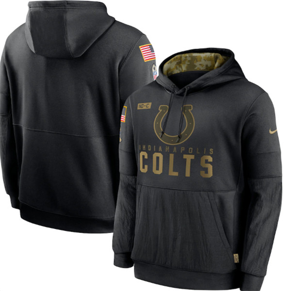 Men's Indianapolis Colts Black NFL 2020 Salute To Service Sideline Performance Pullover Hoodie